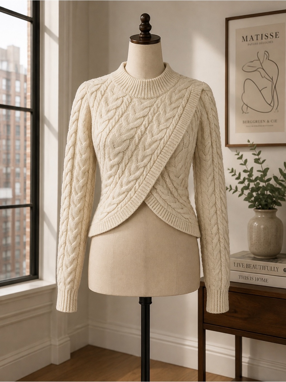 Chic Cream Cable Knit Sweater